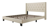 Paddy Beige Upholstered Tufted Platform Twin Bed