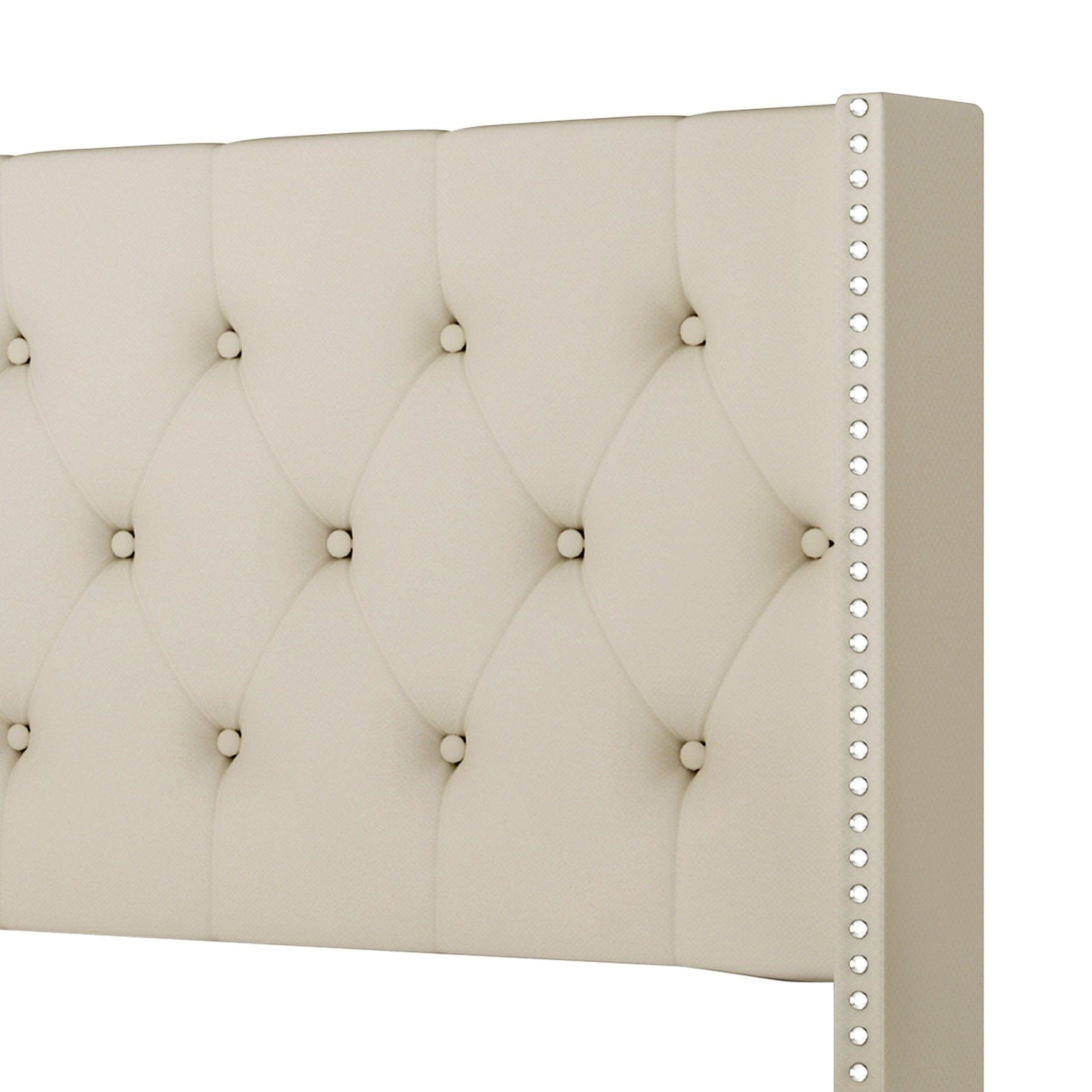 Paddy Beige Upholstered Tufted Platform King Bed