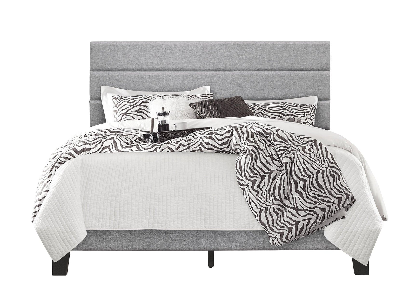 Jess Gray Fabric Upholstered Platform Twin Bed