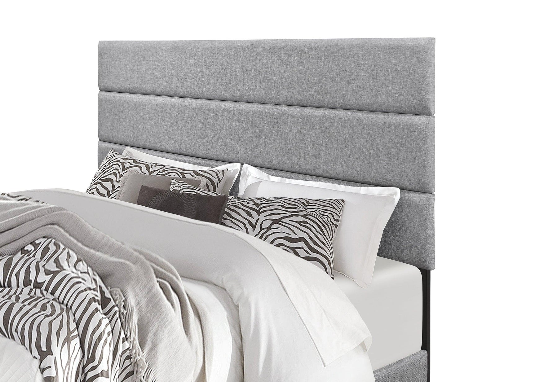 Jess Gray Fabric Upholstered Platform Twin Bed