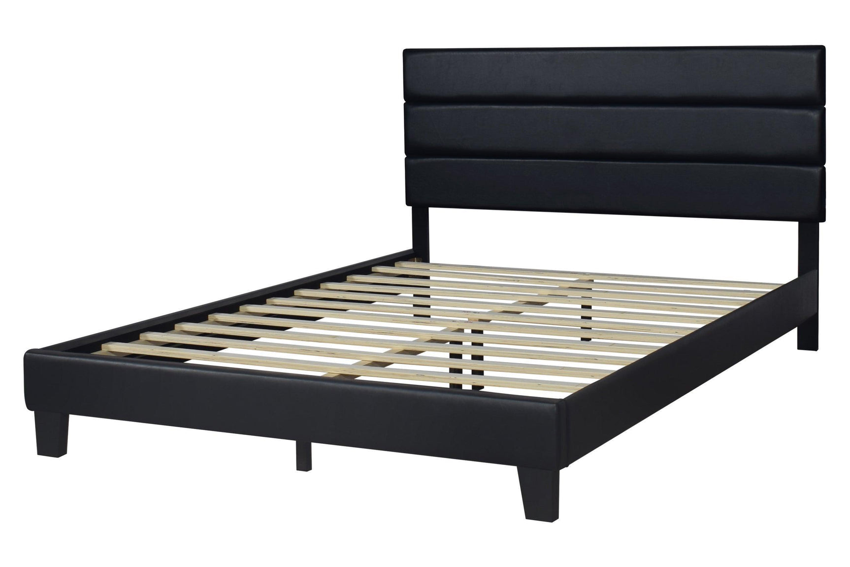 Welly Black PU Upholstered Platform King Bed