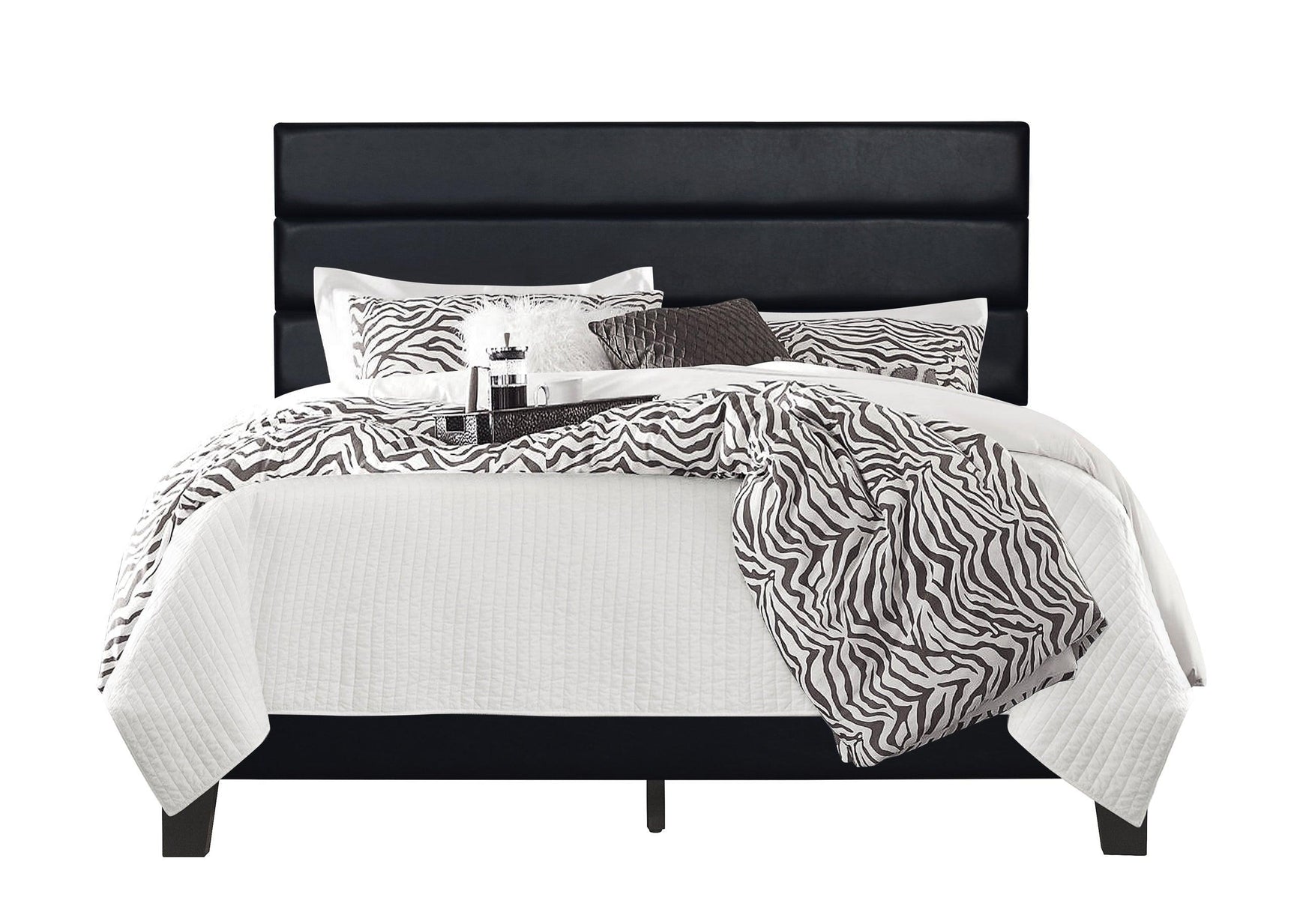 Welly Black PU Upholstered Platform Full Bed