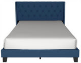 Erni Blue Velvet Upholstered Tufted Platform King Bed