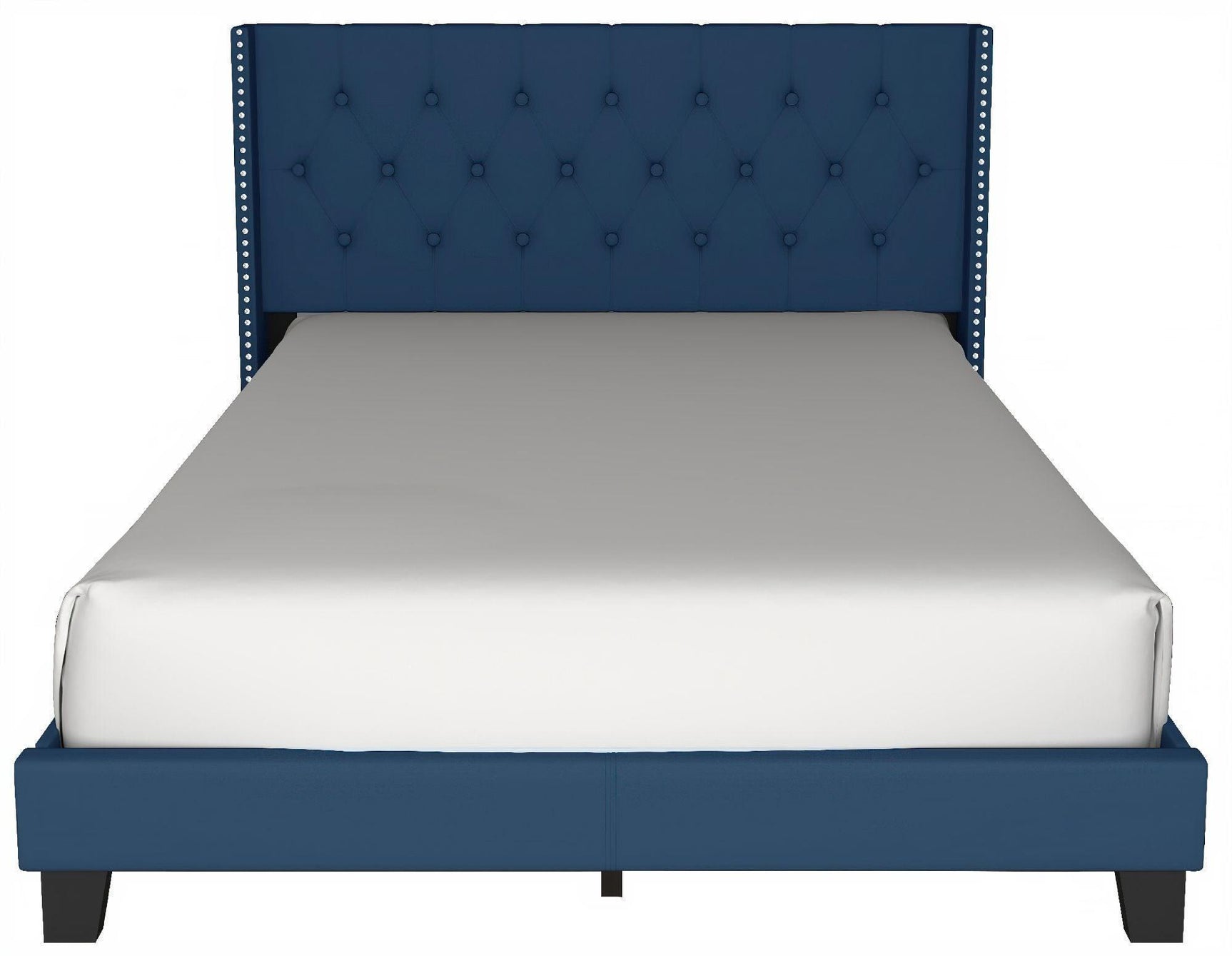 Erni Blue Velvet Upholstered Tufted Platform Full Bed