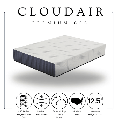 Cloudair White&Blue Hybrid Plush King Mattress - Ella Furniture