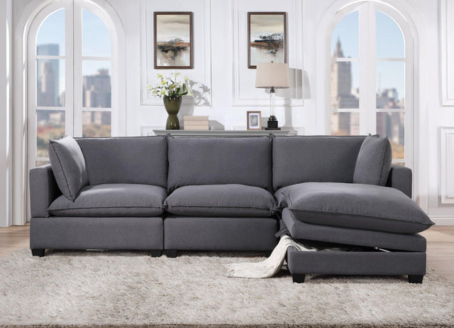 Cloud2 Charcoal Modern Contemporary Fabric Metal Modular Reclining Sectional - Ella Furniture