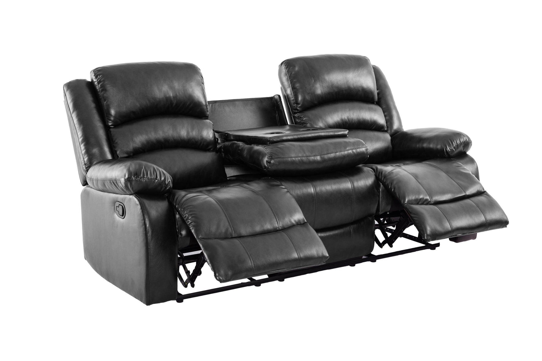 Dynamo2 Black Modern Contemporary Faux Leather Metal Reclining Set - Ella Furniture