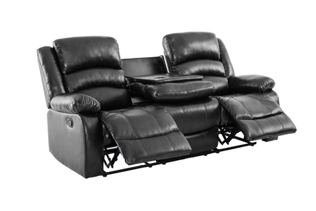 Dynamo2 Black Modern Contemporary Faux Leather Metal Reclining Set - Ella Furniture