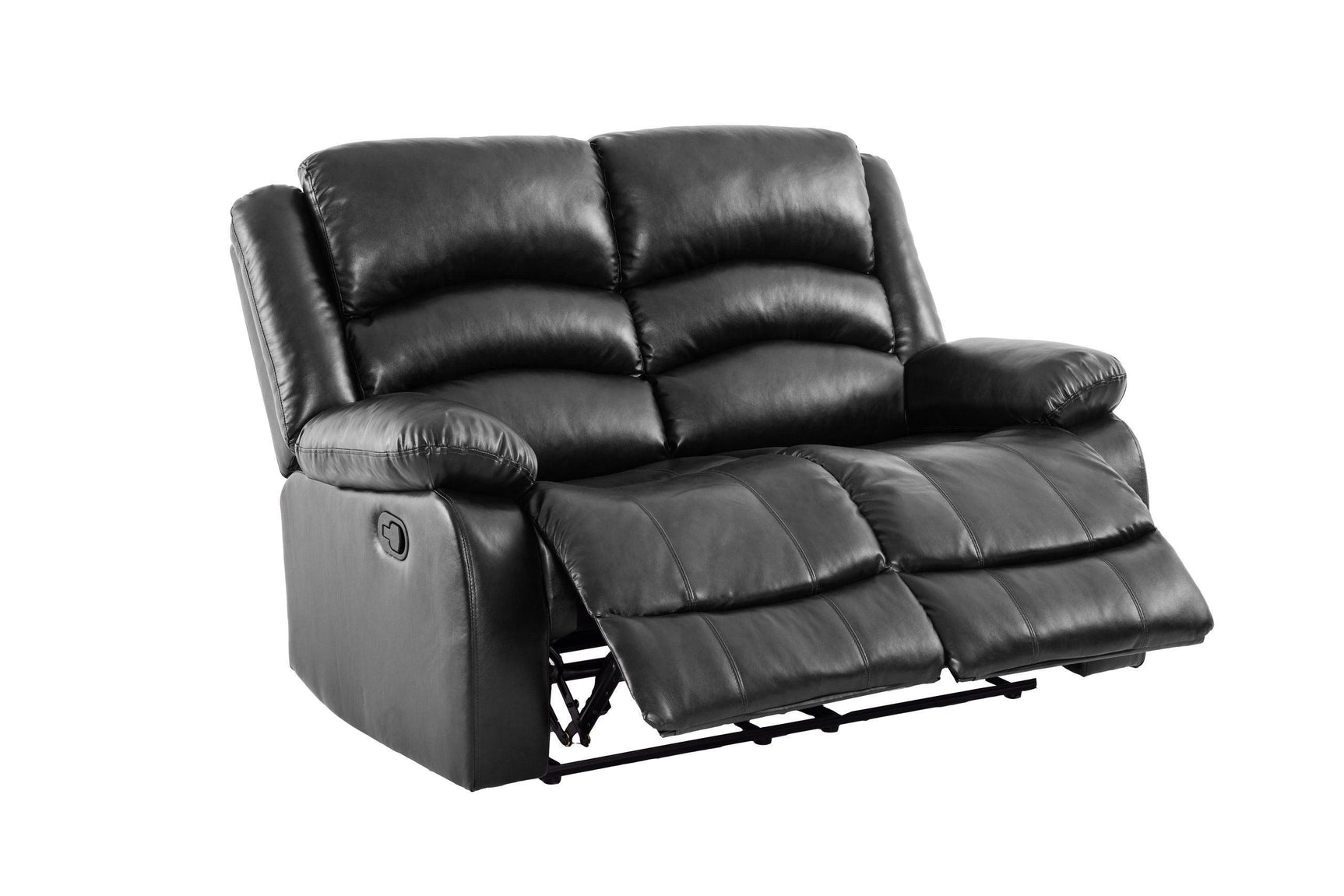 Dynamo2 Black Modern Contemporary Faux Leather Metal Reclining Set - Ella Furniture