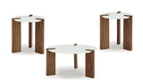 White & Brown Modern Marble Top Solid Wood and Veneers Occasional Coffee Table - Ella Furniture