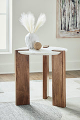 White & Brown Modern Marble Top Solid Wood and Veneers Occasional Coffee Table - Ella Furniture