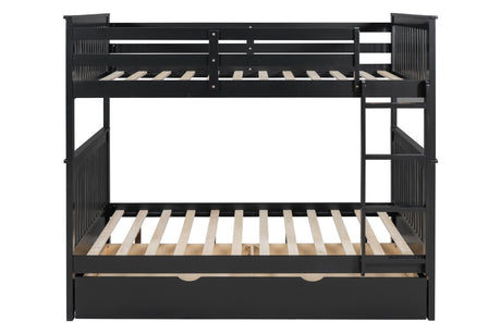 Black Modern Solid Wood And Veneers Trundle Twin Over Twin Bunk Beds - Ella Furniture