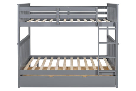 Gray Modern Solid Wood And Veneers Trundle Twin Over Twin Bunk Beds - Ella Furniture