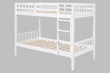 White Modern Solid Wood Twin Over Twin Bunk Beds