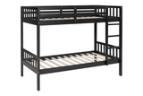 Black Modern Solid Wood Twin Over Twin Bunk Beds