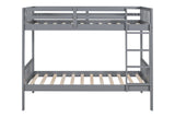 Gray Modern Solid Wood Twin Over Twin Bunk Beds