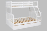 White Twin Over Full Trundle Bunk Bed
