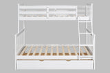 White Modern Solid Wood Twin Over Full Trundle Bunk Beds