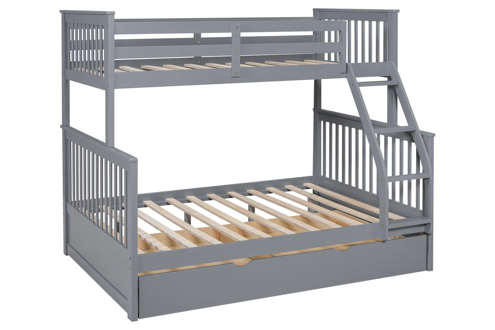 Gray Twin Over Full Trundle Bunk Bed