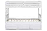 White Twin Over Twin Trundle Storage Bunk Bed