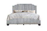 Doom Gray Velvet Upholstered Platform King Bed