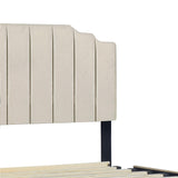 Faddy Beige Velvet Upholstered Platform Full Bed