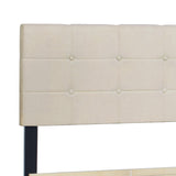 Faddy Beige Upholstered Tufted Platform Queen Bed