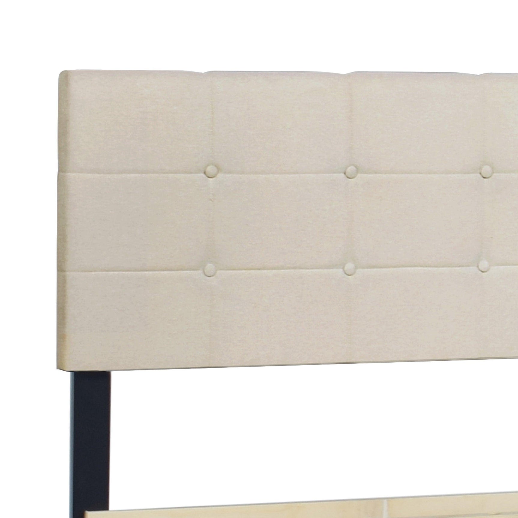 Faddy Beige Upholstered Tufted Platform King Bed