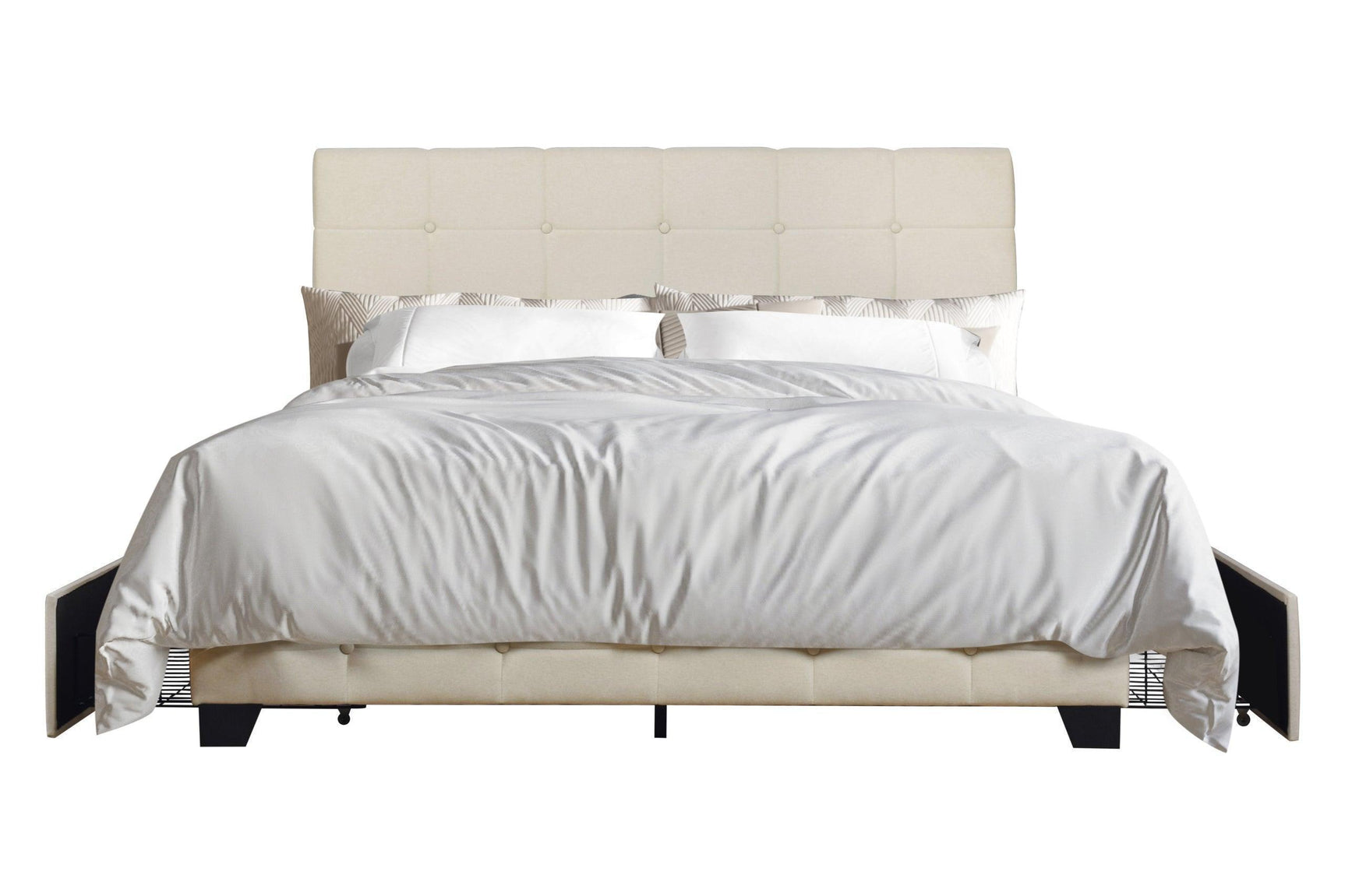 Faddy Beige Upholstered Tufted Platform Full Bed