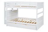 White Modern Solid Wood Full Over Full Trundle Staircase Storage Bunk Beds