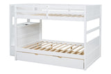 White Full Over Full Trundle Staircase Storage Bunk Bed