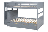 Gray Full Over Full Trundle Staircase Storage Bunk Bed