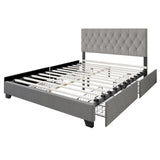 Dooma Gray Velvet Upholstered Tufted Platform Full Bed