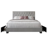 Dooma Gray Velvet Upholstered Tufted Platform King Bed