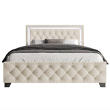 Oluma Beige Upholstered Tufted Panel Full Bed