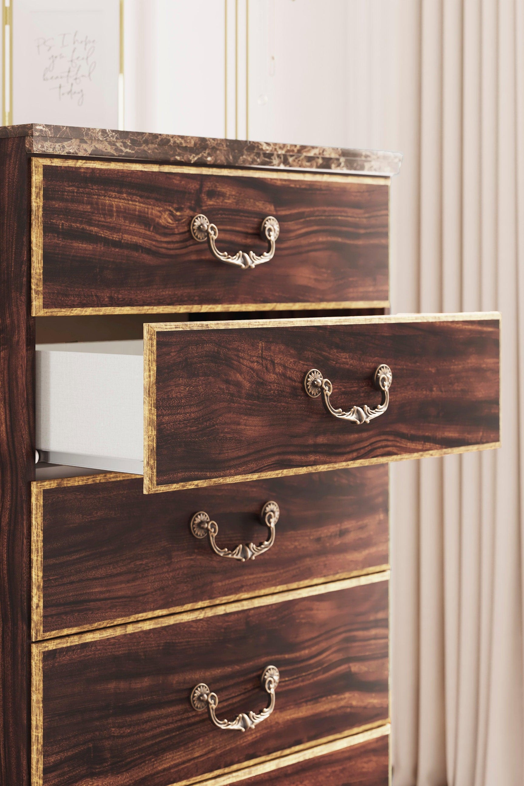Genry Cherry Panel Bedroom Set