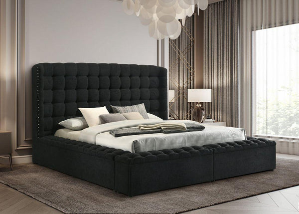 Madonna Black Storage Upholstered King Bed
