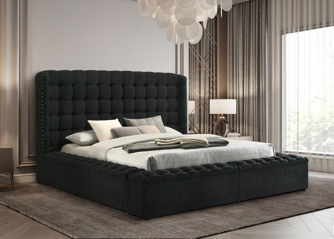 Madonna Black Storage Upholstered King Bed