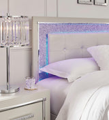 Zyniden Silver Upholstered LED Panel Bedroom Set