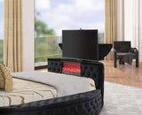 Patron Black Platform King Bed w Fireplace