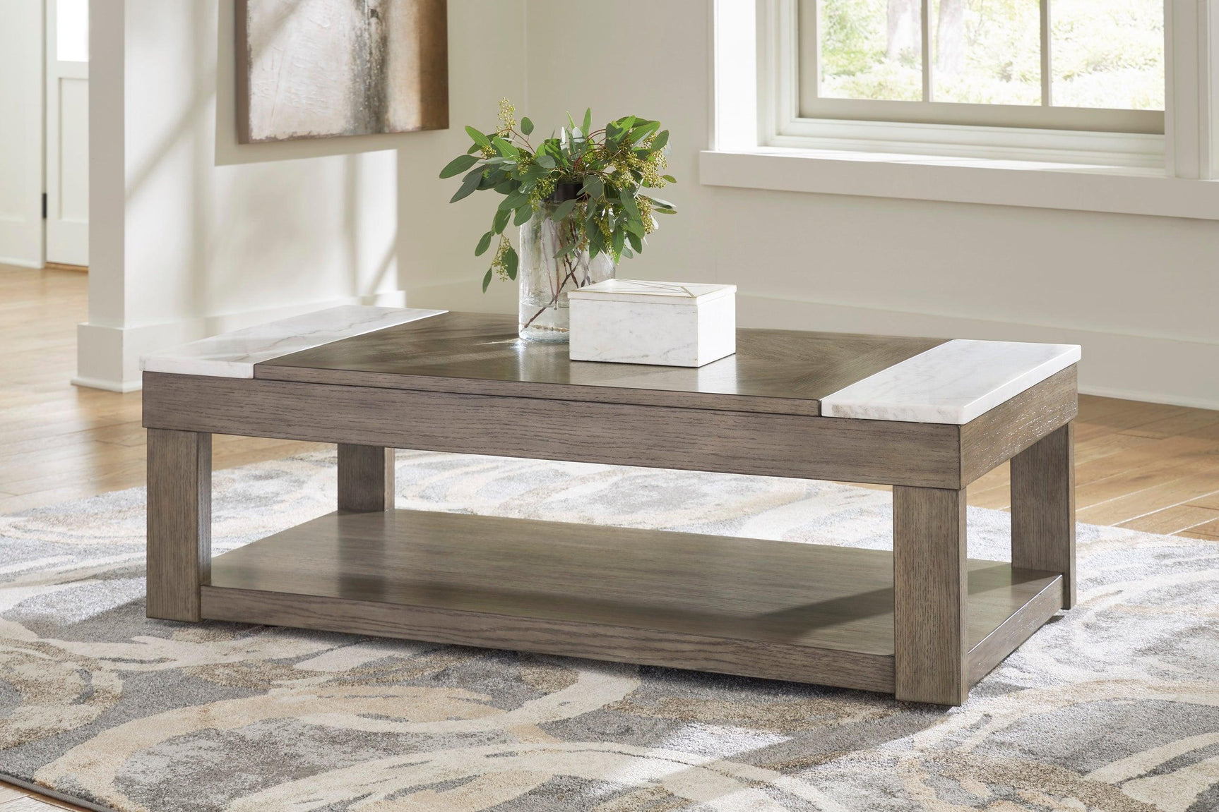Tom Gray Brown White Lift Top Cocktail Table
