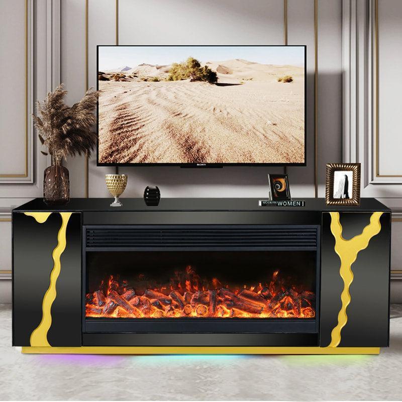 A804 TV Stand W FIREPLACE BLACK