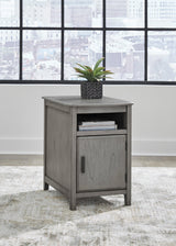 Bom Gray Side End Table USB Ports Power Outlet