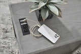 Bom Gray Side End Table USB Ports Power Outlet