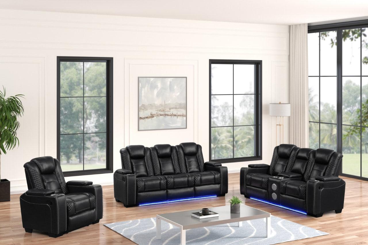 Stefano Black 3-Piece Reclining Set