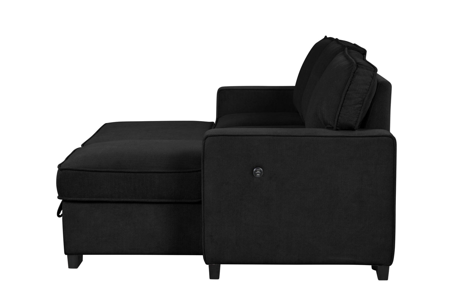 Marcos Black Sectional With Pull-Out Bed
