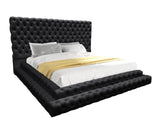 Kiki Black Upholstered Tufted Platform King Bed