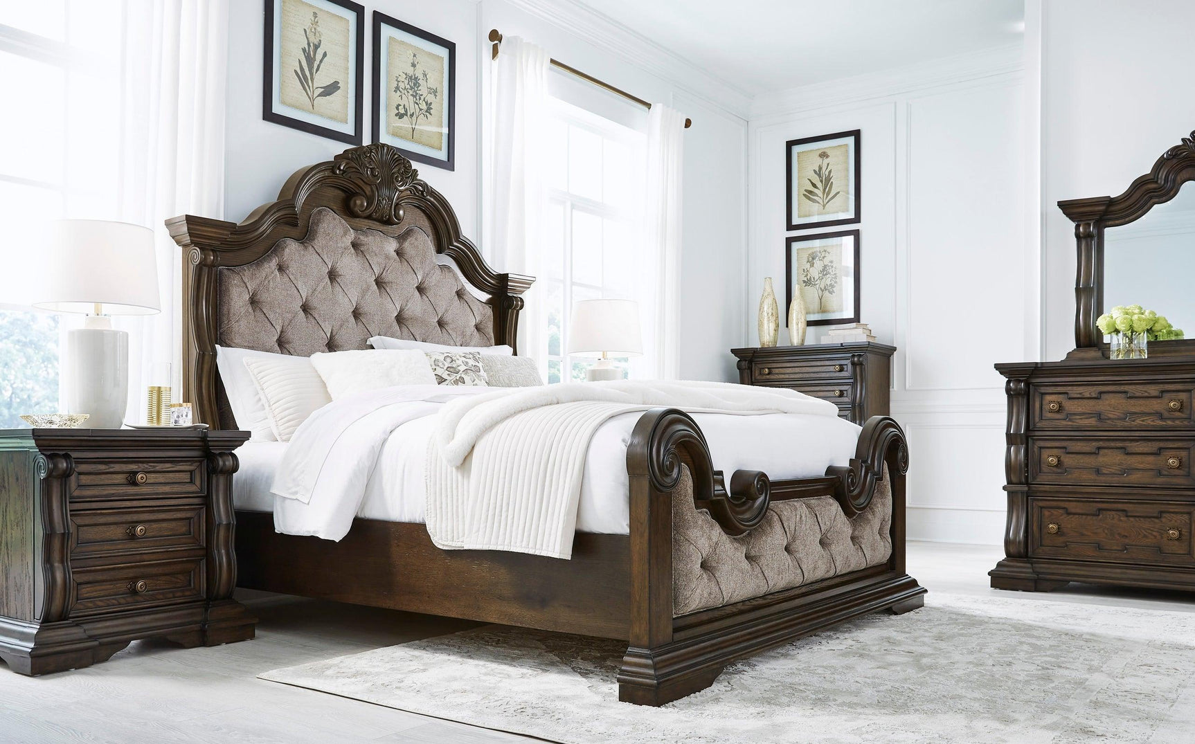 Maylee Dark Brown Upholstered Panel Bedroom Set