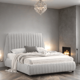Oasis Gray Upholstered Platform Queen Bed