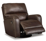 Uriah Coffee Leather Swivel Glider Recliner
